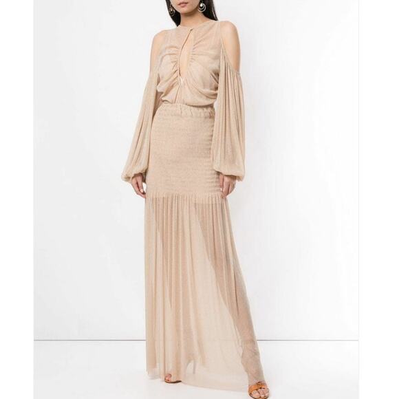 Alice McCall Spell Gown Maxi Dress nude neutral metallic knit mesh Size 4 - Picture 13 of 13